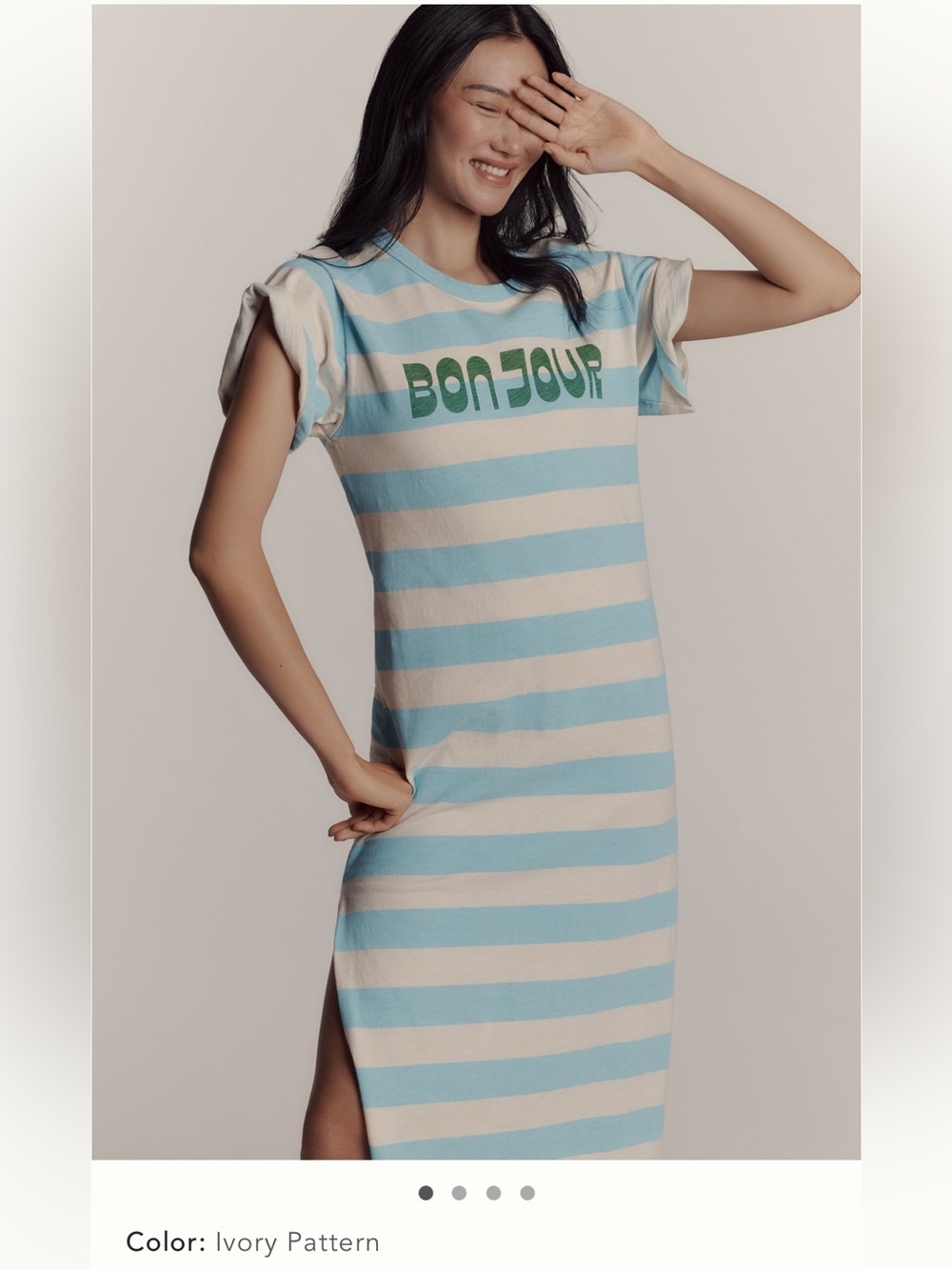 Sundry Short-Sleeve Bonjour Rugby Stripe
Midi Dress size XL